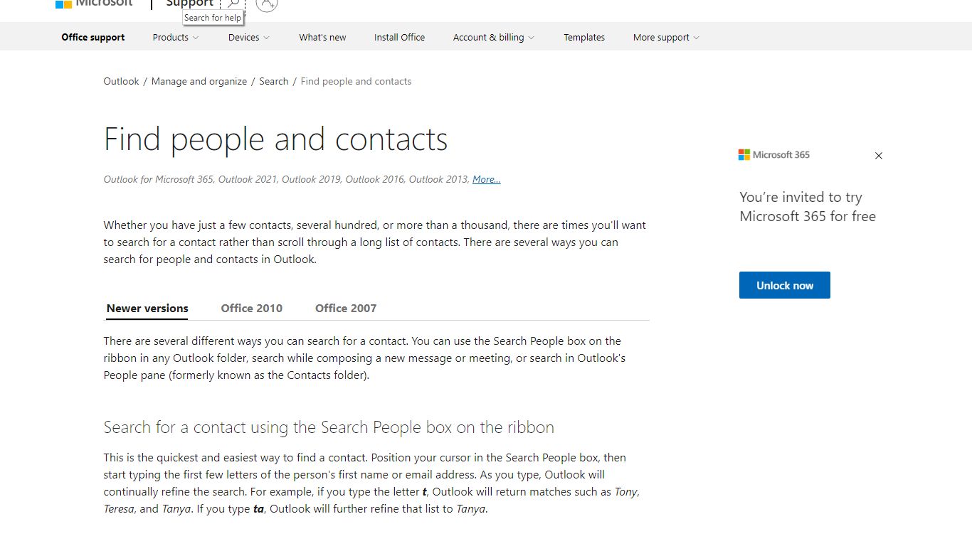 Find people and contacts - support.microsoft.com